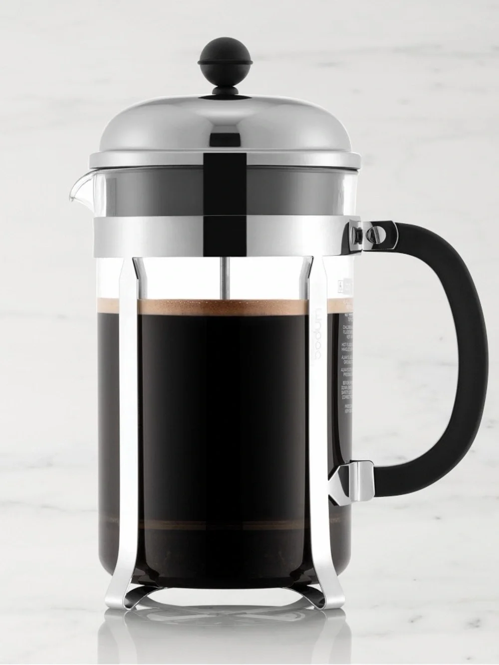 Bodum Chambord French Press Coffee Maker Stainless Steel Black Handle